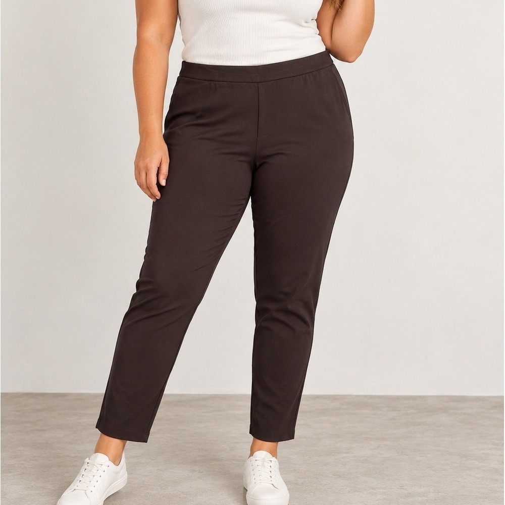 Chicos So Slimming Ankle Pants Chocolate Brown Ponte Knit Pull On Trousers XL